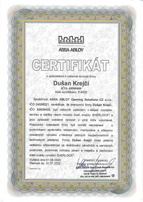 Certifikát Sherlock